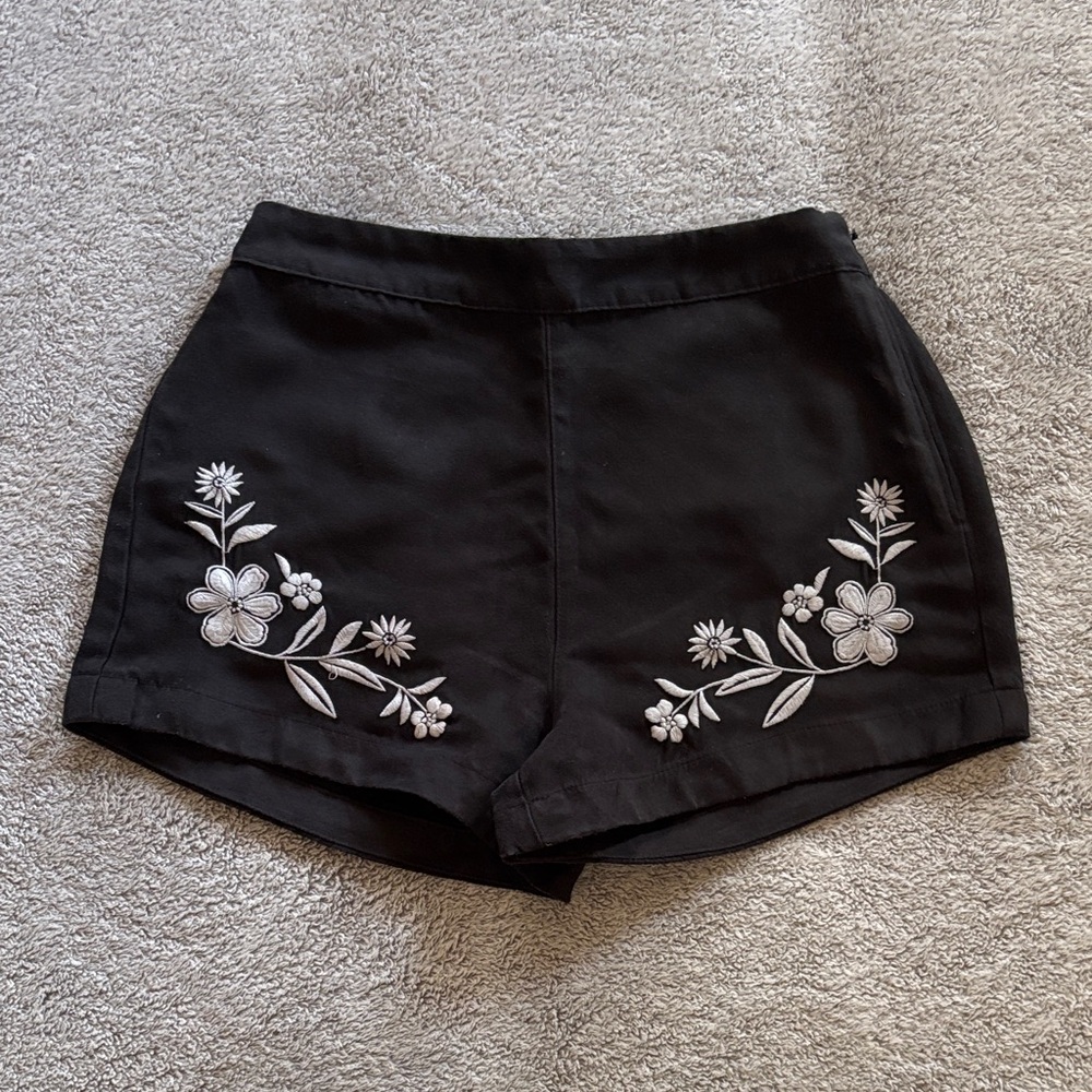 Hollister Black High Waist Floral Shorts